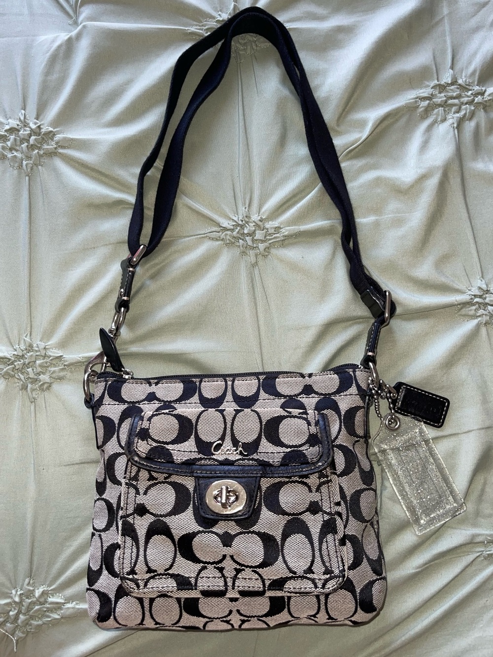 Coach Vintage Black Logo Signature Canvas Crossbody